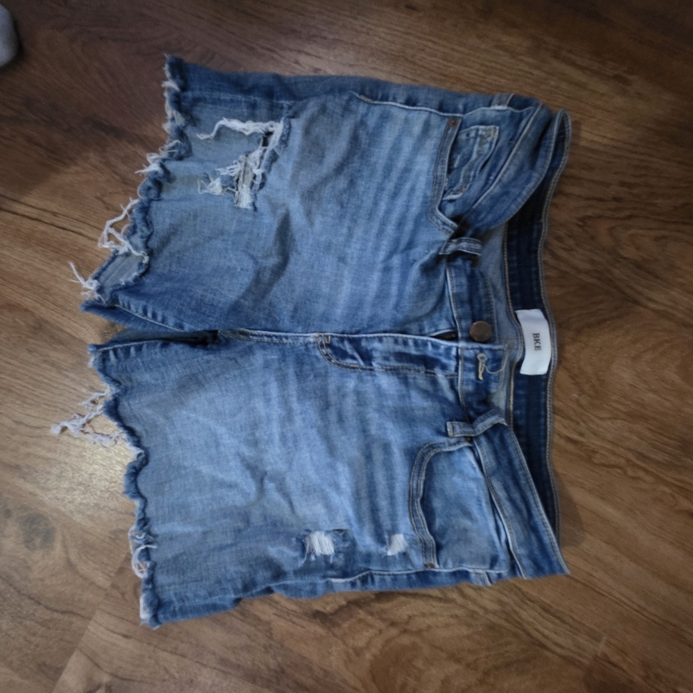 BKE Light Blue Frayed Jean Shorts